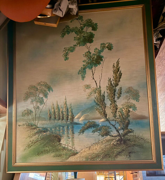 Large Asian Oil on Silk 48w x 54H