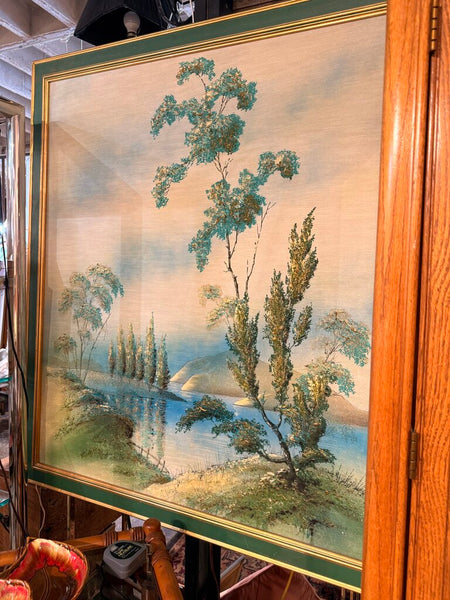 Large Asian Oil on Silk 48w x 54H