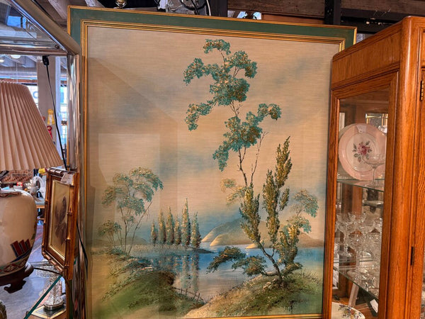 Large Asian Oil on Silk 48w x 54H