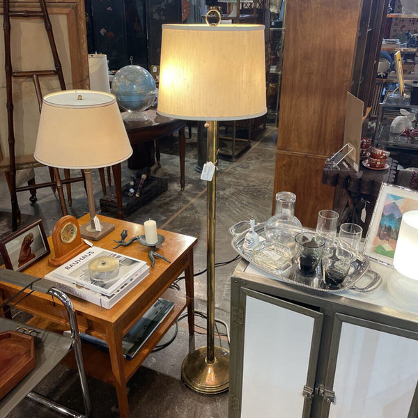 Brass Floor Lamp w/ Double Pull Chain and Cream Shade IN STORE PICK UP ONLY