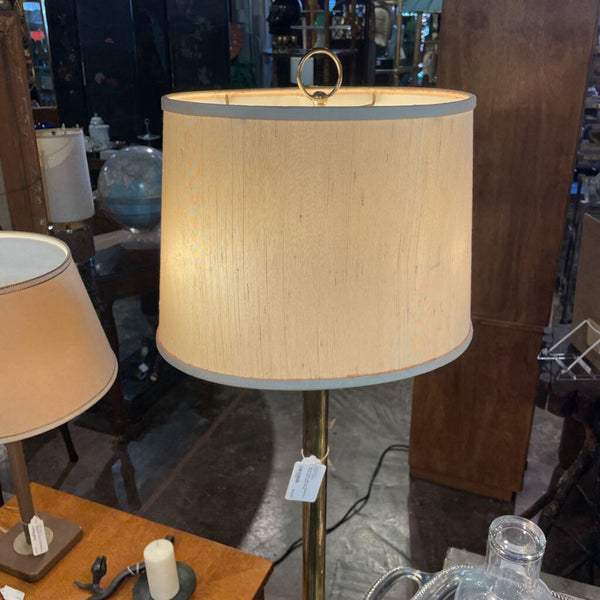 Brass Floor Lamp w/ Double Pull Chain and Cream Shade IN STORE PICK UP ONLY