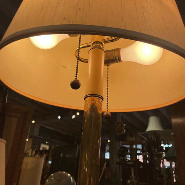 Brass Floor Lamp w/ Double Pull Chain and Cream Shade IN STORE PICK UP ONLY