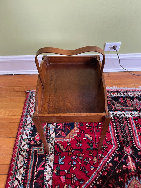 Small Handled Wood Table/ Butlers Tray Table 15.5 in x 13 in x 26in (to top handle) IN STORE PICK UP ONLY