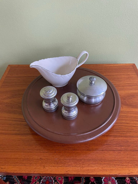 Brown Painted Wood Lazy Susan 11in