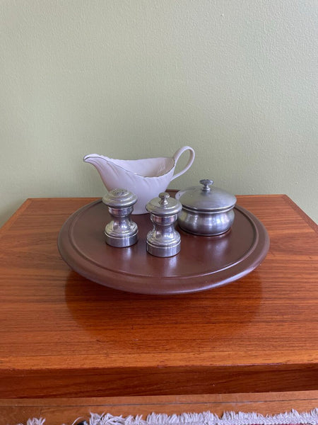 Brown Painted Wood Lazy Susan 11in