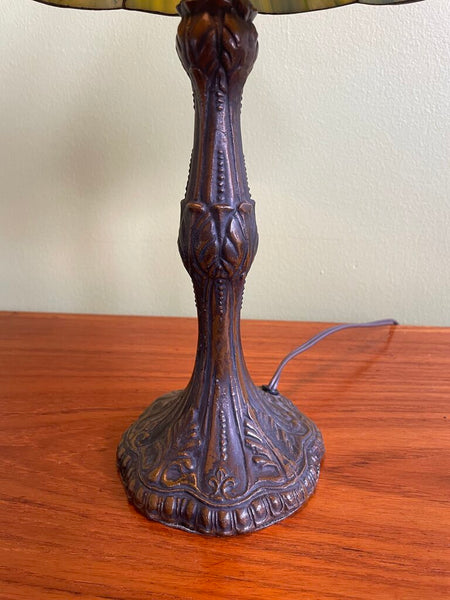 Vintage Stained Glass Drangon Fly Lamp - Small 15 in tall FIRM