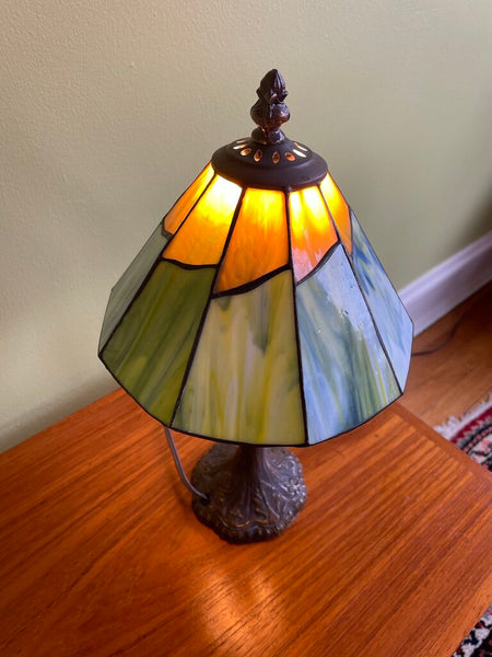 Vintage Stained Glass Drangon Fly Lamp - Small 15 in tall FIRM