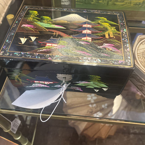 Large Asian Music Box / Jewelry Box with Key