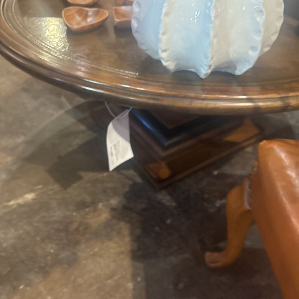 Large Wood Coffee Table with square base ...in store pick up only 38 round by 17 high