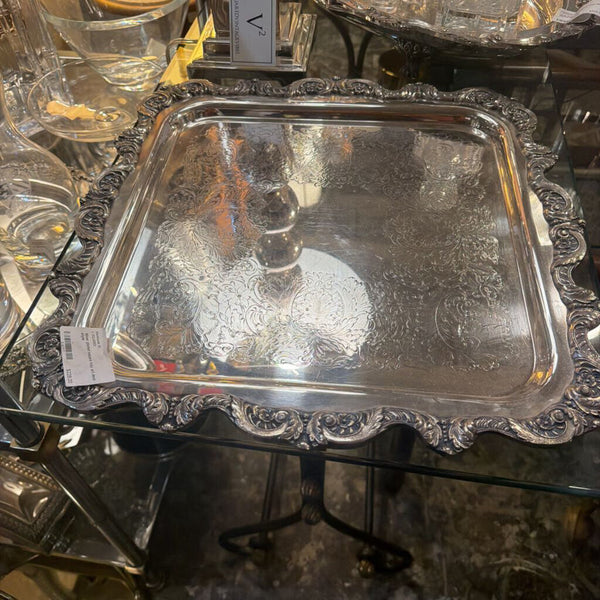 Silver plated square tray art deco style