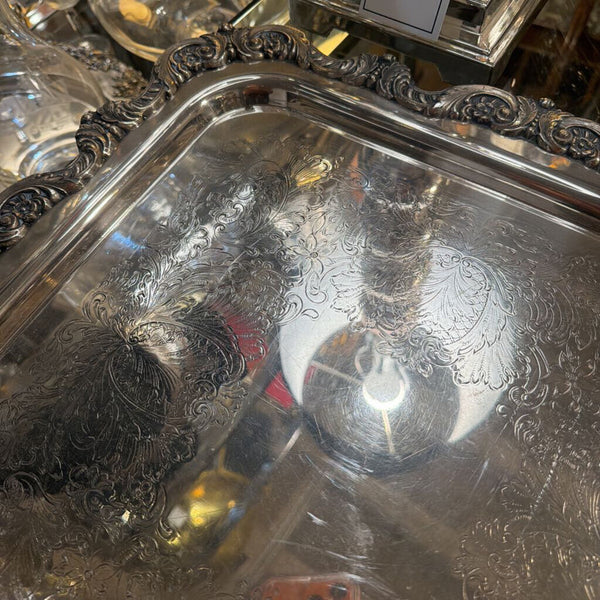 Silver plated square tray art deco style