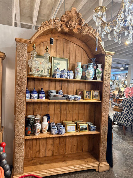 LARGE CARVED PINE BOOK CASE 62W 15D 107 TALL IN STORE PICK UP