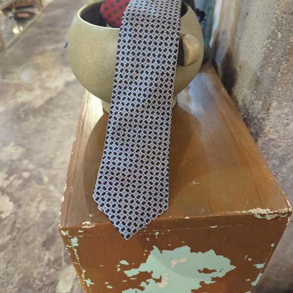 Vintage Blue Burma Bibas Silk Tie LSBJ 3.26