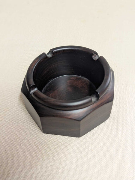 Mid-Century Faceted Teak Wood Ashtray, C. 1960 LSBJ 3.26
