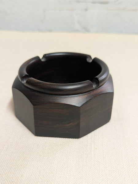 Mid-Century Faceted Teak Wood Ashtray, C. 1960 LSBJ 3.26
