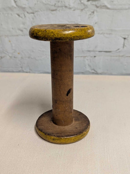 Antique Yellow Textile Bobbin 7.25"H LSBJ 3.26
