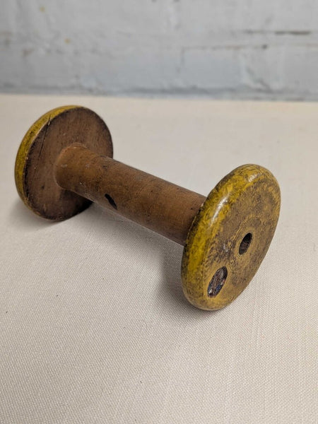 Antique Yellow Textile Bobbin 7.25"H LSBJ 3.26