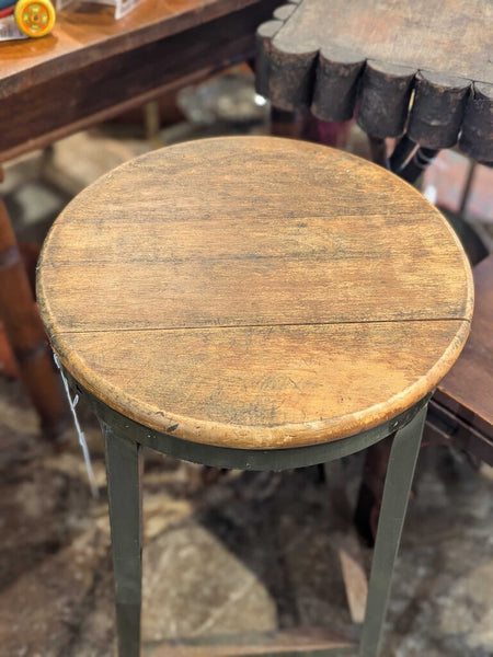 Industrial Stool w/ Wood Seat 15"DIAx27"H LSBJ 3.26