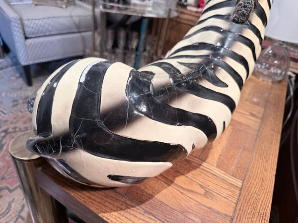1970's Marwal Industries Large Scale Zebra Molded Resin Statue or Sculpture-as is