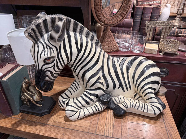 1970's Marwal Industries Large Scale Zebra Molded Resin Statue or Sculpture-as is