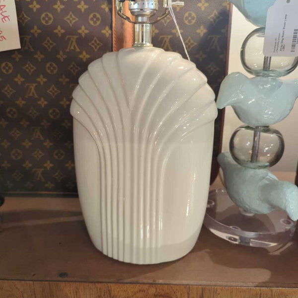 Vintage 80's Cream Ceramic Deco Lamp 7"Wx4"Dx21"H LSBJ 3.26 -- IN STORE PICK UP ONLY