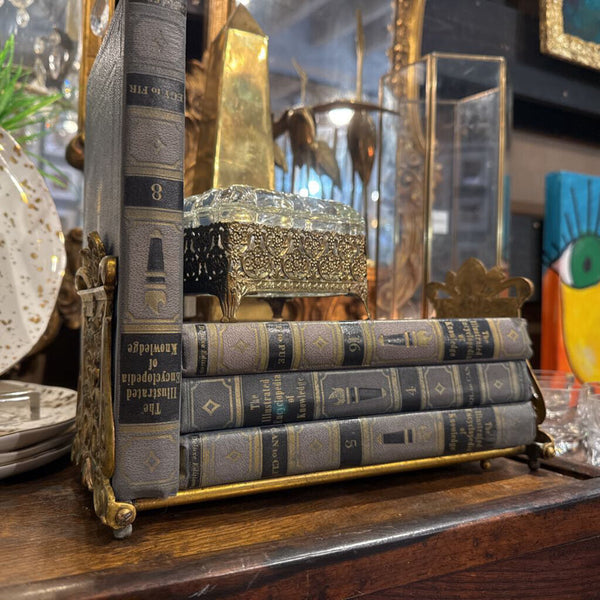 Vintage expandable Brass Rack Sliding Bookend