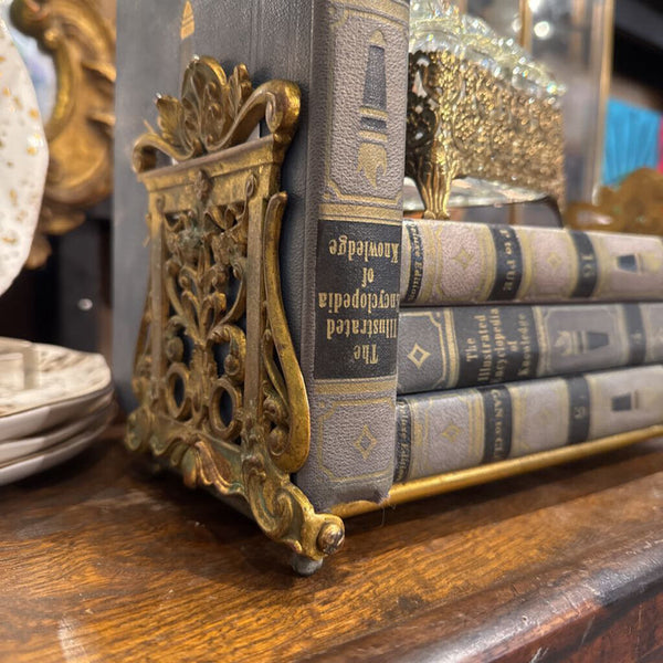 Vintage expandable Brass Rack Sliding Bookend