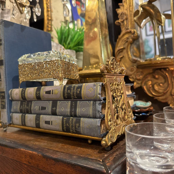 Vintage expandable Brass Rack Sliding Bookend