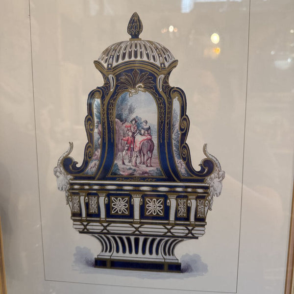 Framed Blue Vase Riding 21x24