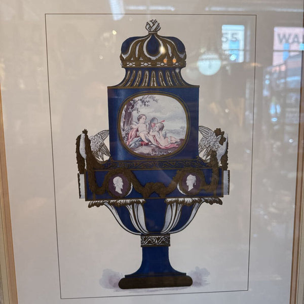 Framed Blue Vase Cherubs 21x24