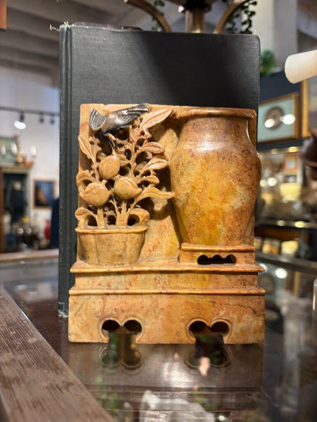 Carved Soapstone Bookends- Set of 2 (small chips)