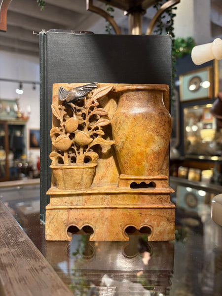 Carved Soapstone Bookends- Set of 2 (small chips)