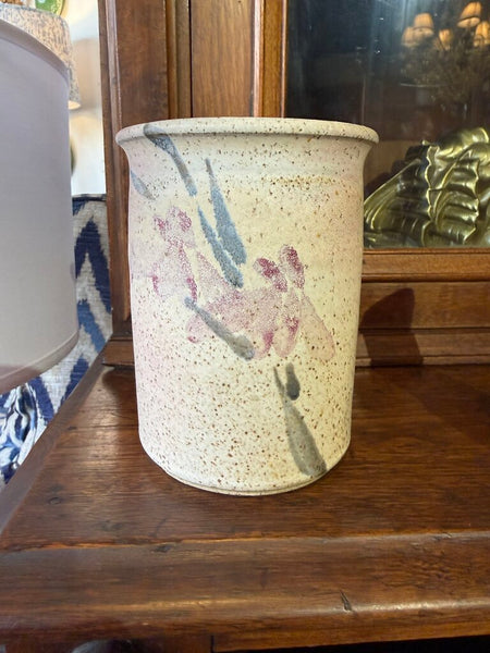 Pottery vase with lavender flowers