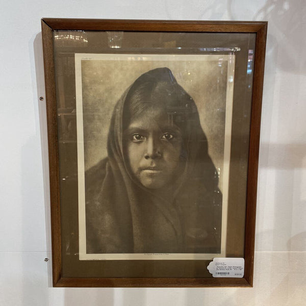 "Qahatika Girl" Sepia Photograph by Edward S. Curtis, Wood Framed and Matted, Plate 56 -- 15 in x 19in