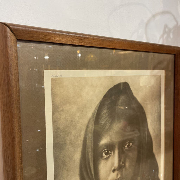 "Qahatika Girl" Sepia Photograph by Edward S. Curtis, Wood Framed and Matted, Plate 56 -- 15 in x 19in