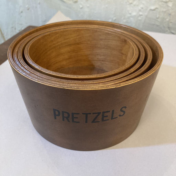Set of 4 vintage wood nesting snack bowls
