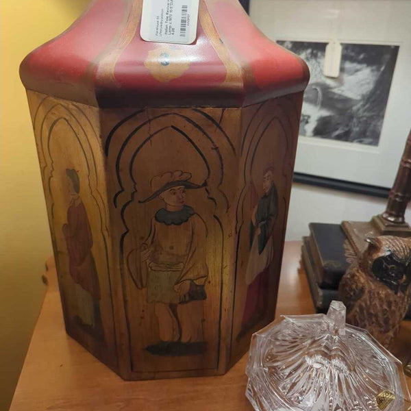 Italian Tole Revival Hand-Painted Lamp c.1970 10.5"DIAx30"H LSBJ 4.26