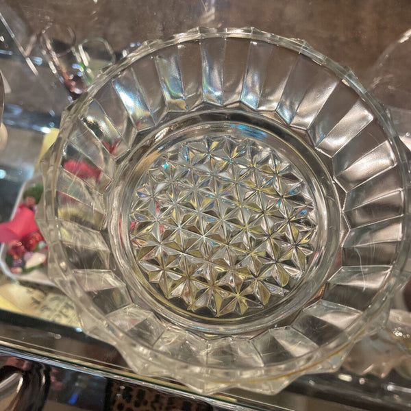 Cut Glass Dish with Silver Lid -Mid Century