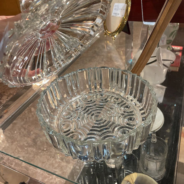 Cut Glass Lidded Dish 7in wide
