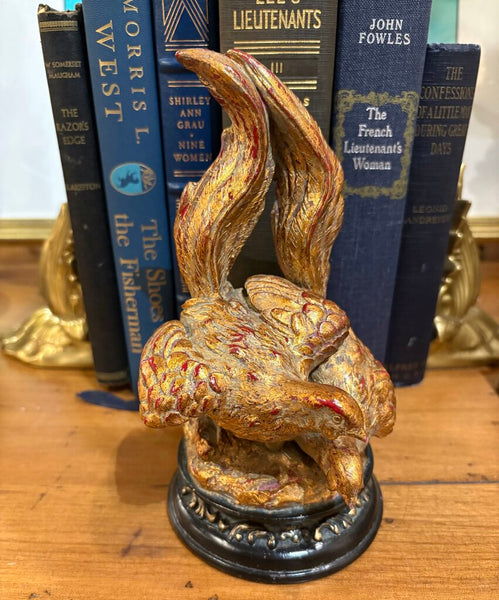 GILDED PHEASANTS VINTAGE BOOK END | 7.25"H X 3.75"W