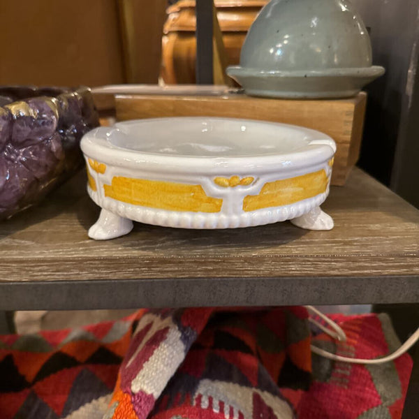 White & Yellow Large Ashtray 8" Bellini Italy