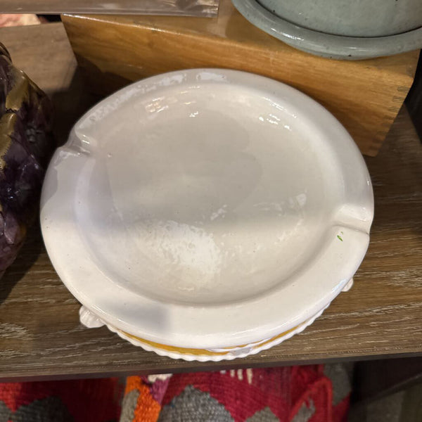 White & Yellow Large Ashtray 8" Bellini Italy