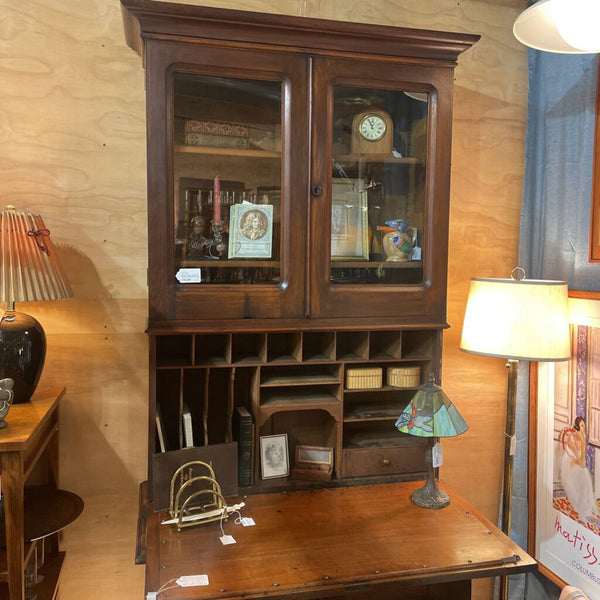 Antique Secretary Cabinet 1890's Comes w/ Original Skeleton Keys 42"wide x 20.5"deep x 85"tall Comes apart into 2 pieces