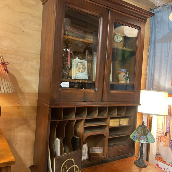 Antique Secretary Cabinet 1890's Comes w/ Original Skeleton Keys 42"wide x 20.5"deep x 85"tall Comes apart into 2 pieces