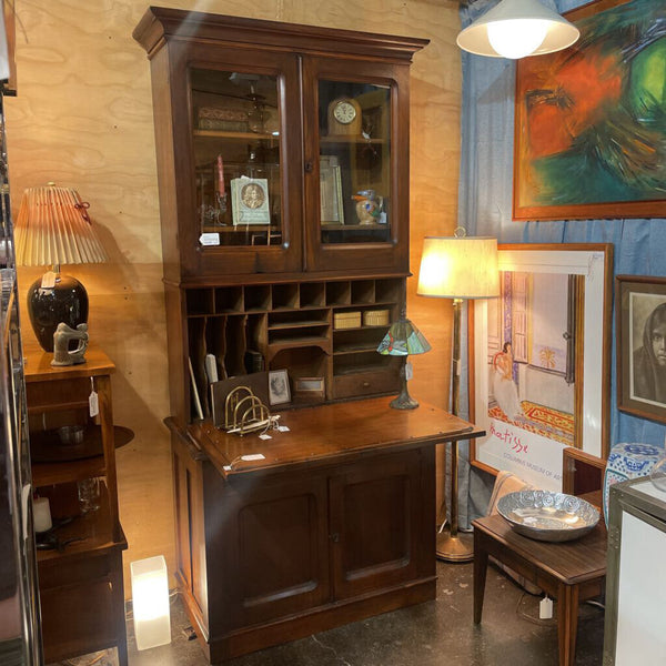 Antique Secretary Cabinet 1890's Comes w/ Original Skeleton Keys 42"wide x 20.5"deep x 85"tall Comes apart into 2 pieces