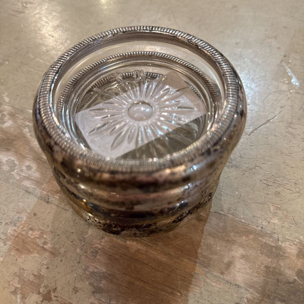 Set of 4 Silver plate glass coasters