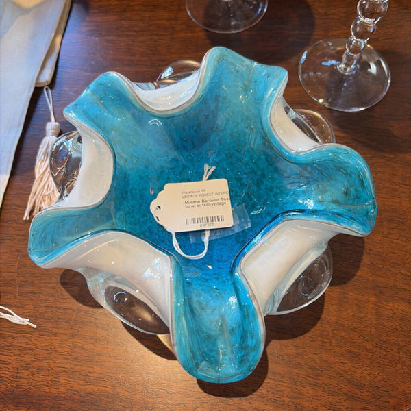Murano Barovier Toso flower bowl in teal-vintage