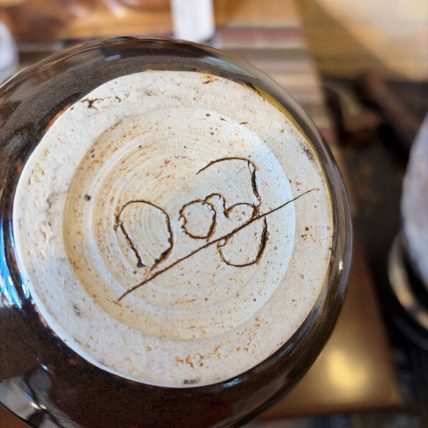 Signed studio pottery covered jar