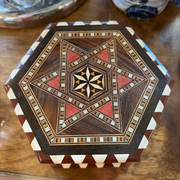 Vintage inlaid octagonal box