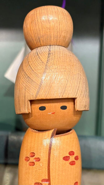 VINTAGE SIGNED JAPANESE KOKOSHI DOLL HAND CARVED AND PAINTED | 7.5"H